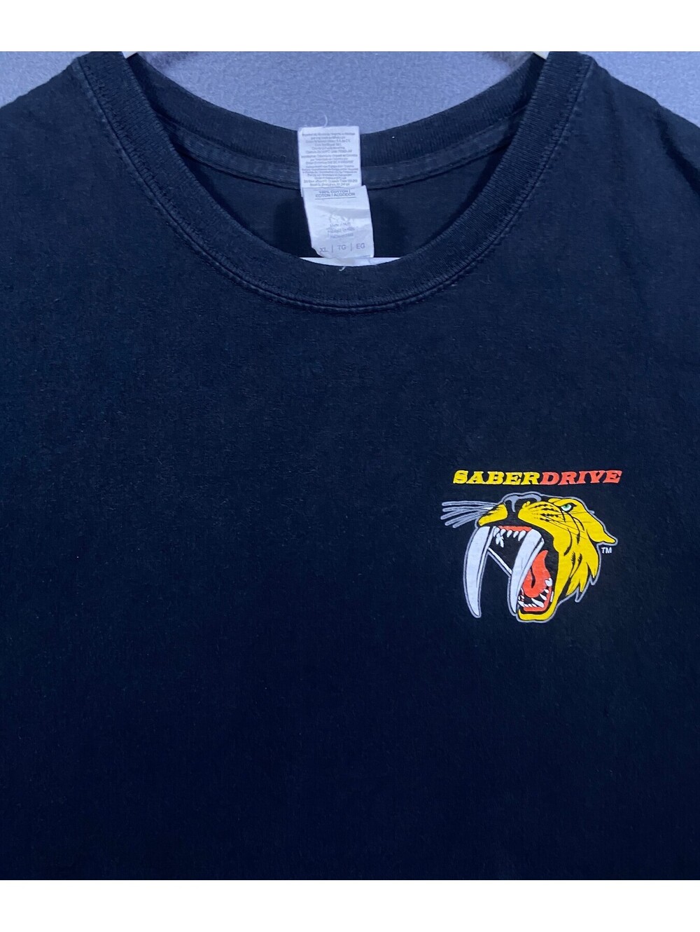 Gildan Ultra Cotton Black Saber Drive Graphic TShirt XL Bigger Bite Better Drive